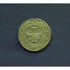 Gold coins from Portugal, solar cross and inscriptions